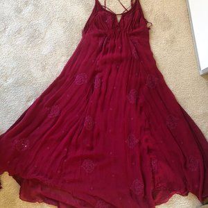 NWT free people wine embroidered sequin dress